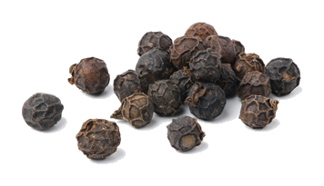 Black peppercorns representing BioPerine on a transparent background